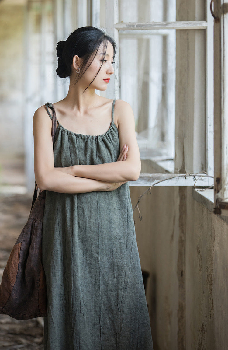 Boho Breeze Rami Keten Elbise