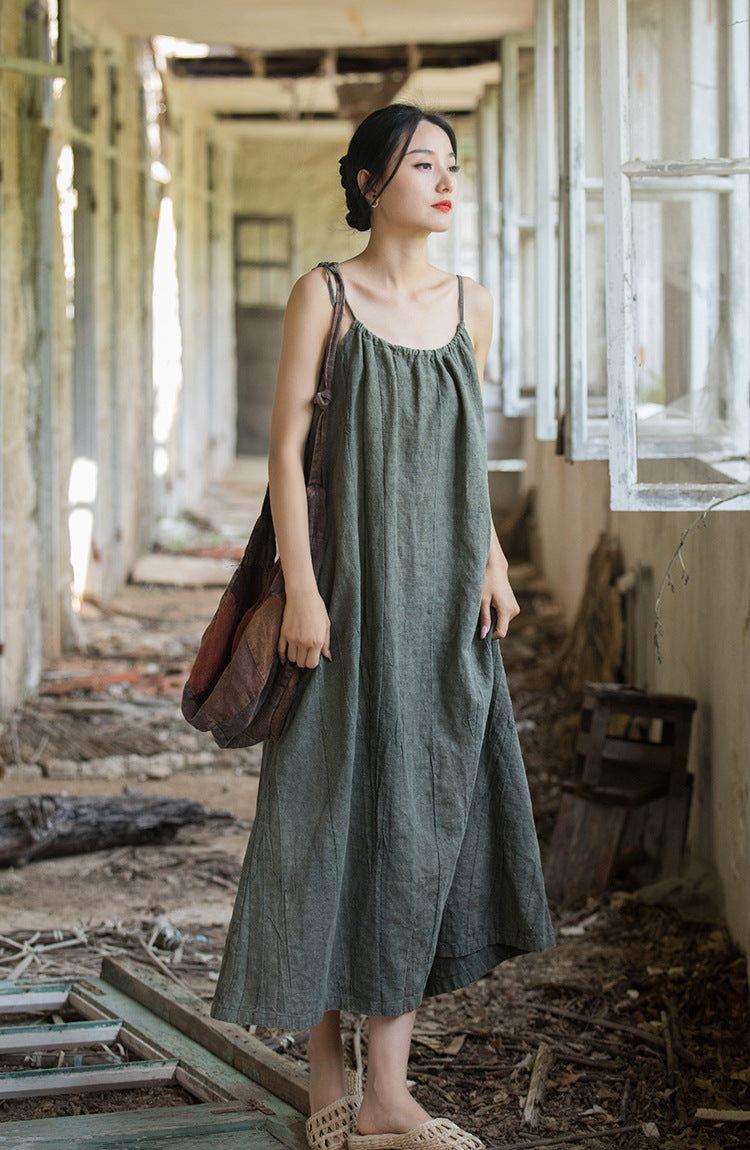 Boho Breeze Rami Keten Elbise