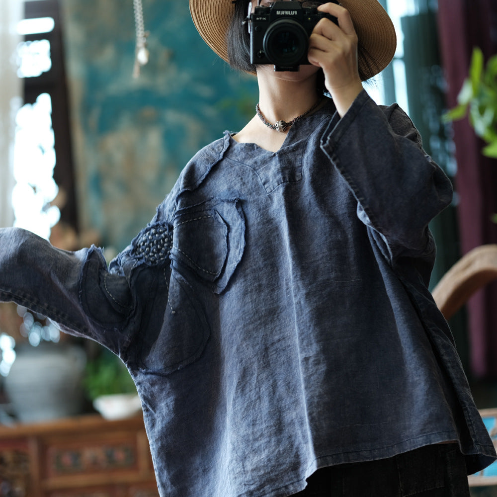 Vintage Floral Patchwork Rami Bluz