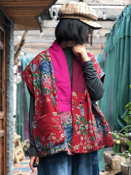 Etnik Patchwork Keten Yelek