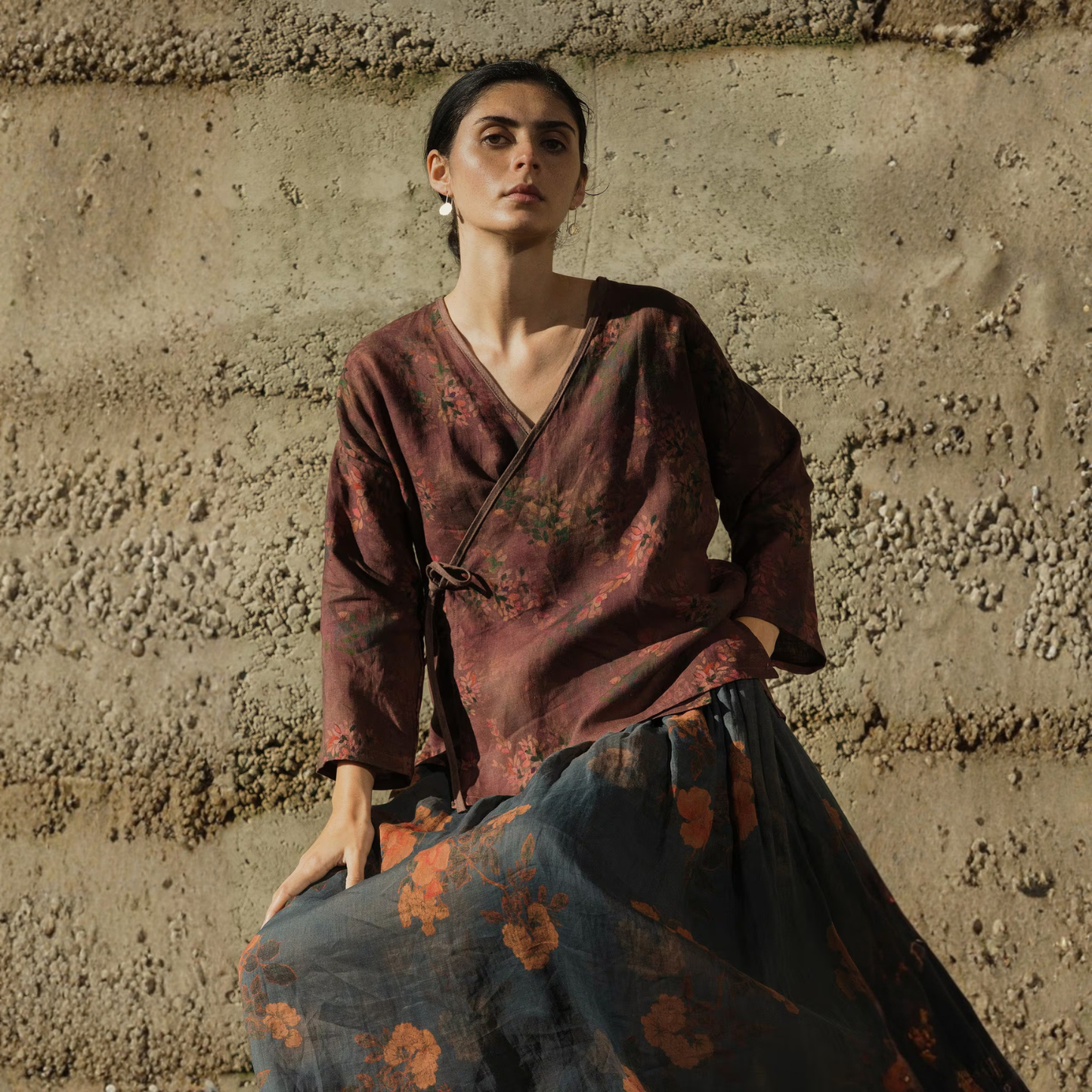 Arte Floral Kimono Bluz – %100 Keten