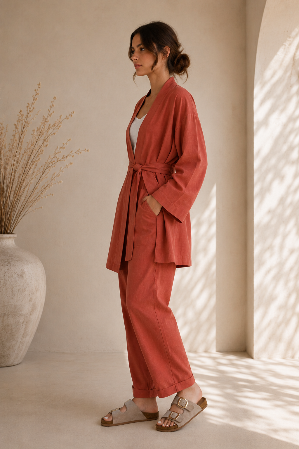 Terra Keten Kimono Pantolon Set