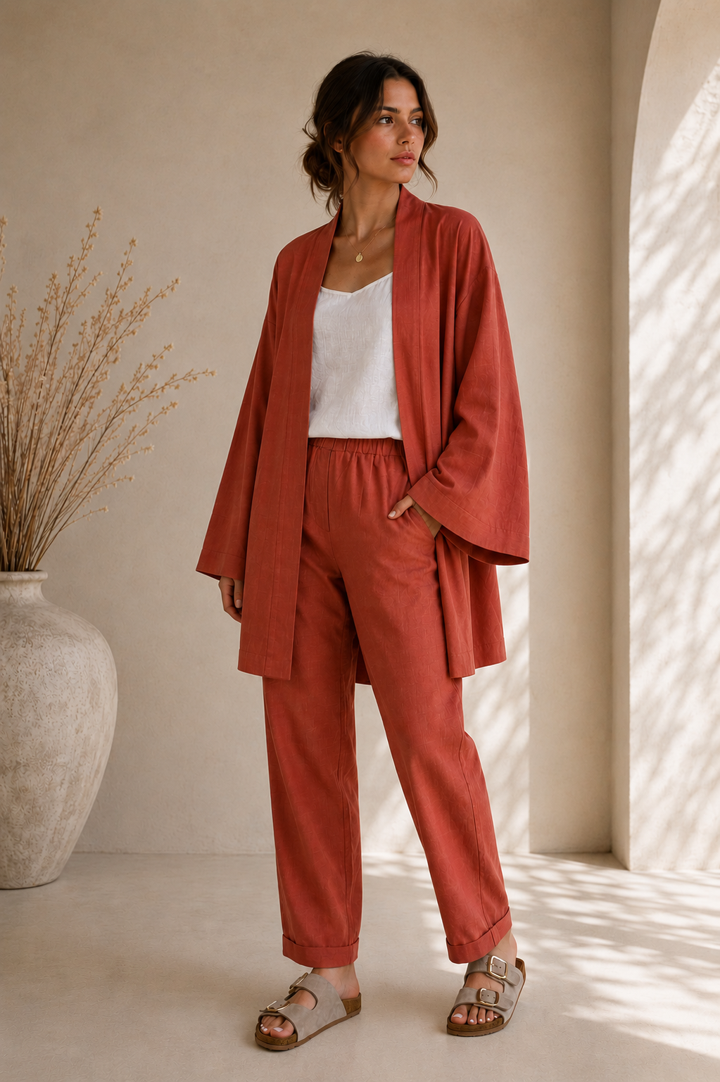 Terra Keten Kimono Pantolon Set