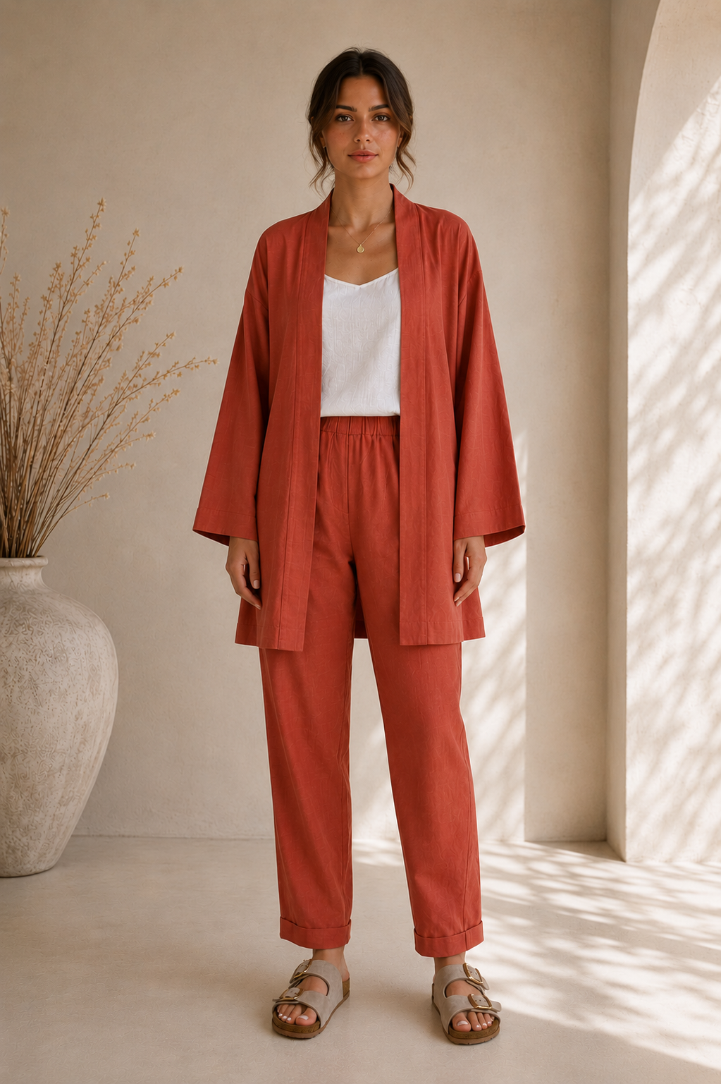 Terra Keten Kimono Pantolon Set