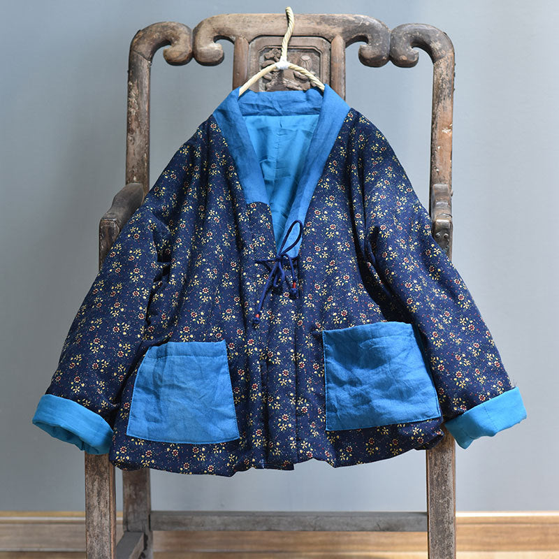 Vintage Patchwork Çiçekli Kapitone Ceket
