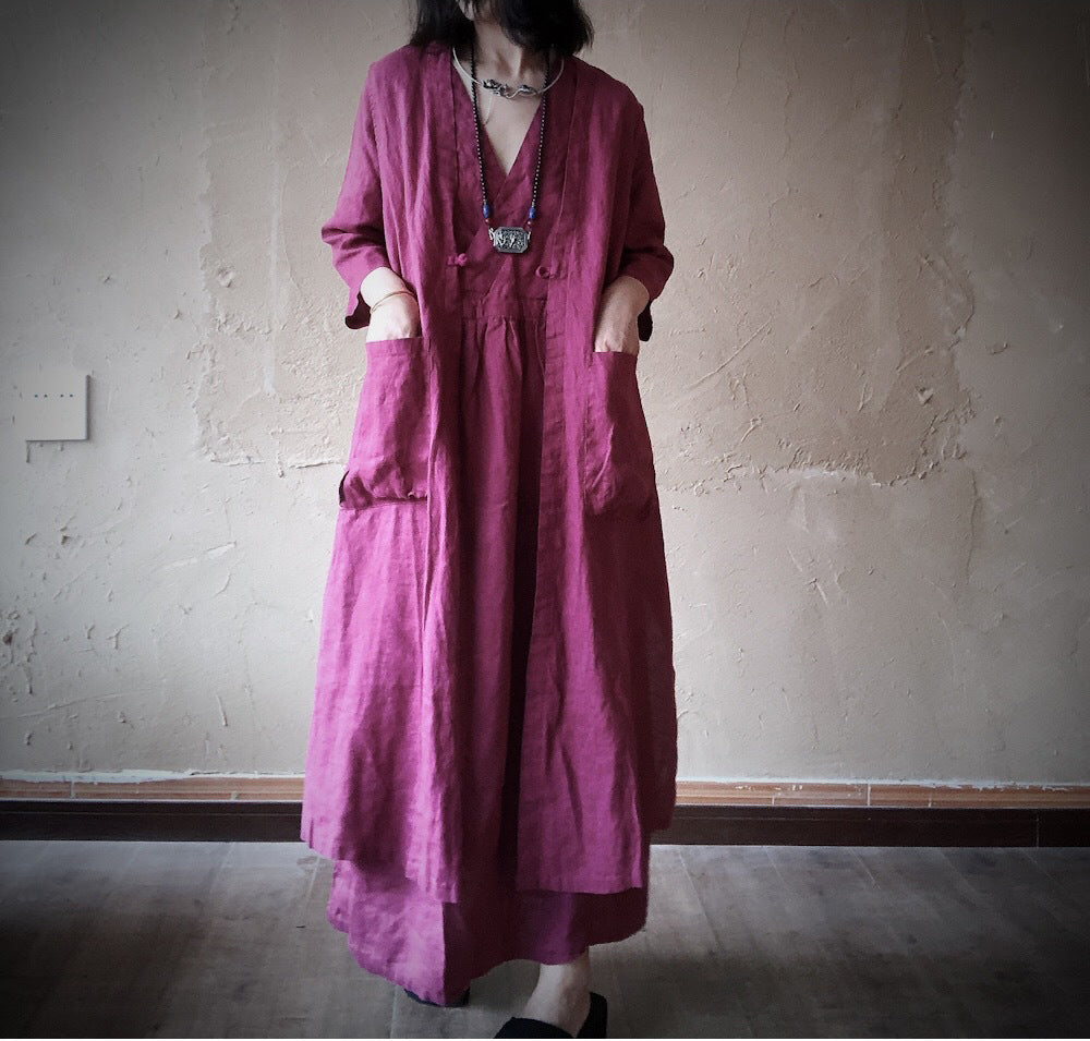 Vintage Maxi Keten Yelek