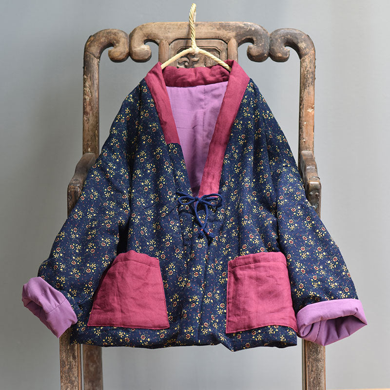 Vintage Patchwork Çiçekli Kapitone Ceket