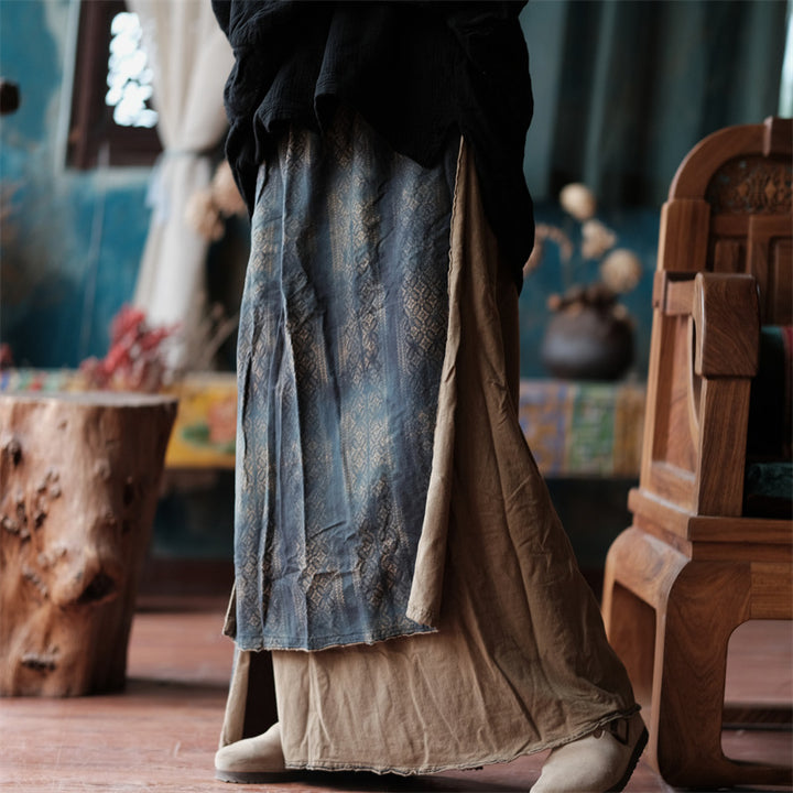 Vintage Bloom Asymmetric Cotton Maxi Skirt – görsel 6