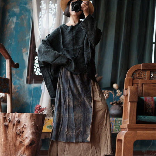 Vintage Bloom Asymmetric Cotton Maxi Skirt – görsel 1