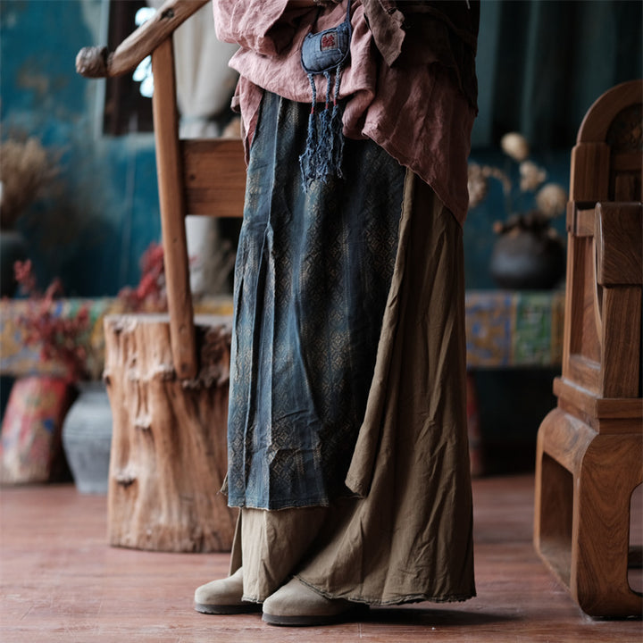 Vintage Bloom Asymmetric Cotton Maxi Skirt – görsel 4
