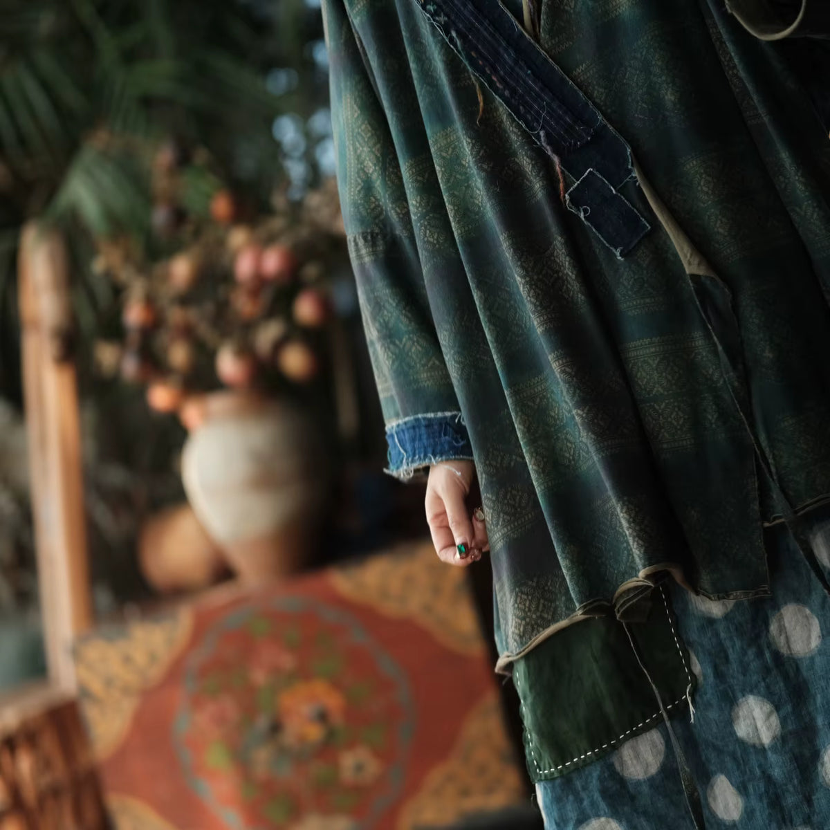 Aoi Vintage Çiçekli Pamuk Kimono