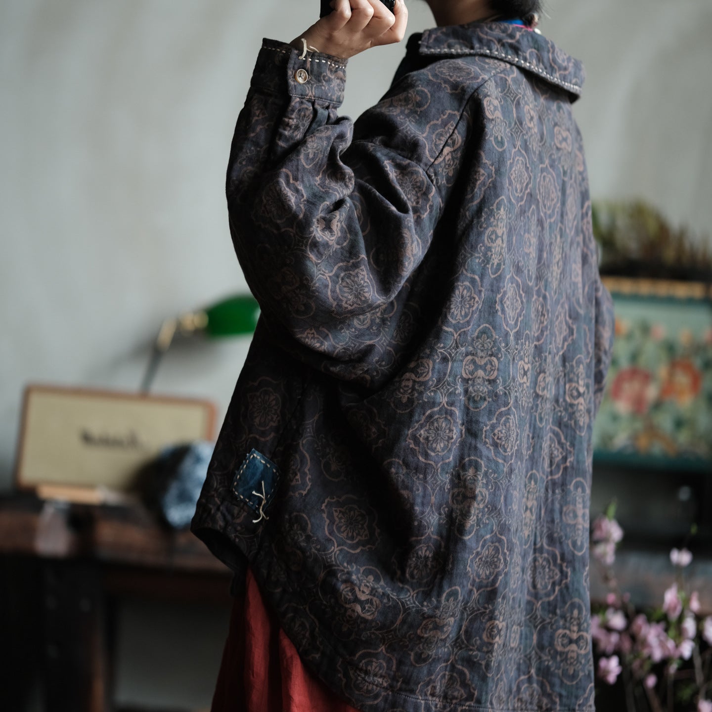 Vintage Floral Cotton Oversized Shirt – görsel 12