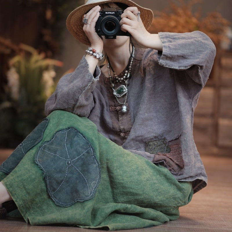 Vintage Lotus Patchwork Etek