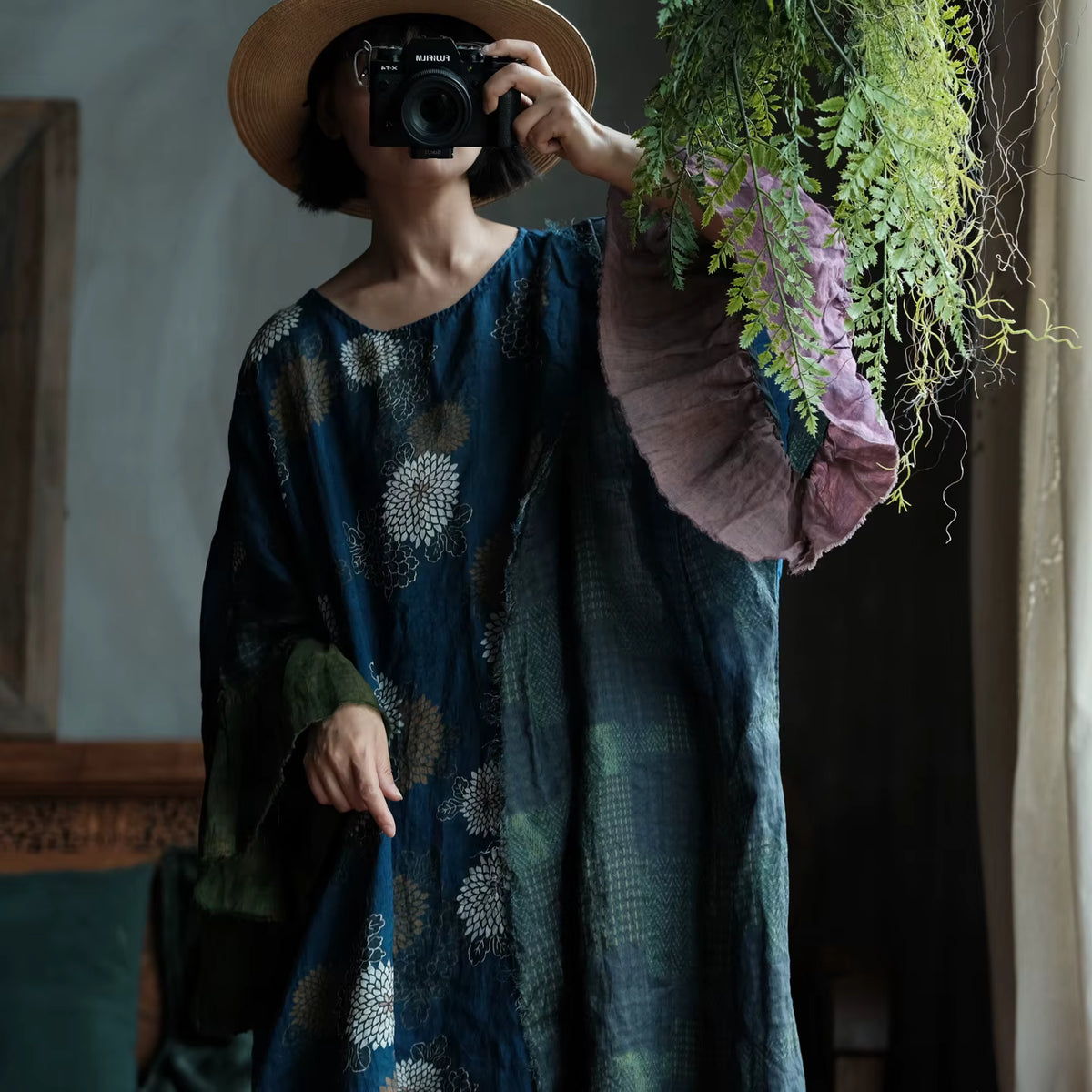 Indigo Garden Patchwork Rami Elbise