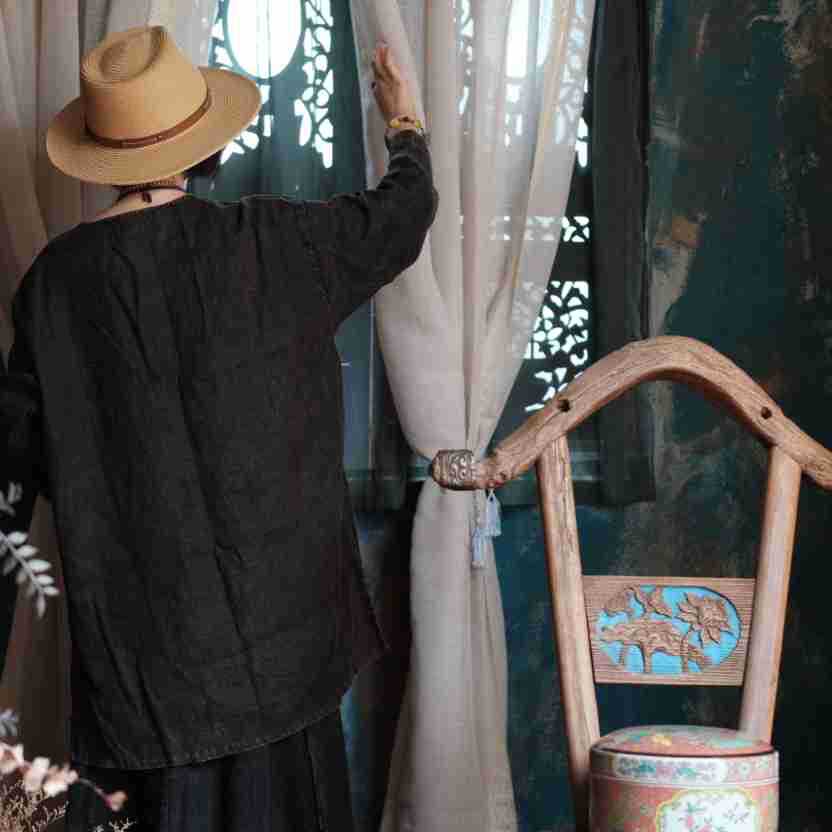 Vintage Breeze Oversize Gömlek – %100 Keten