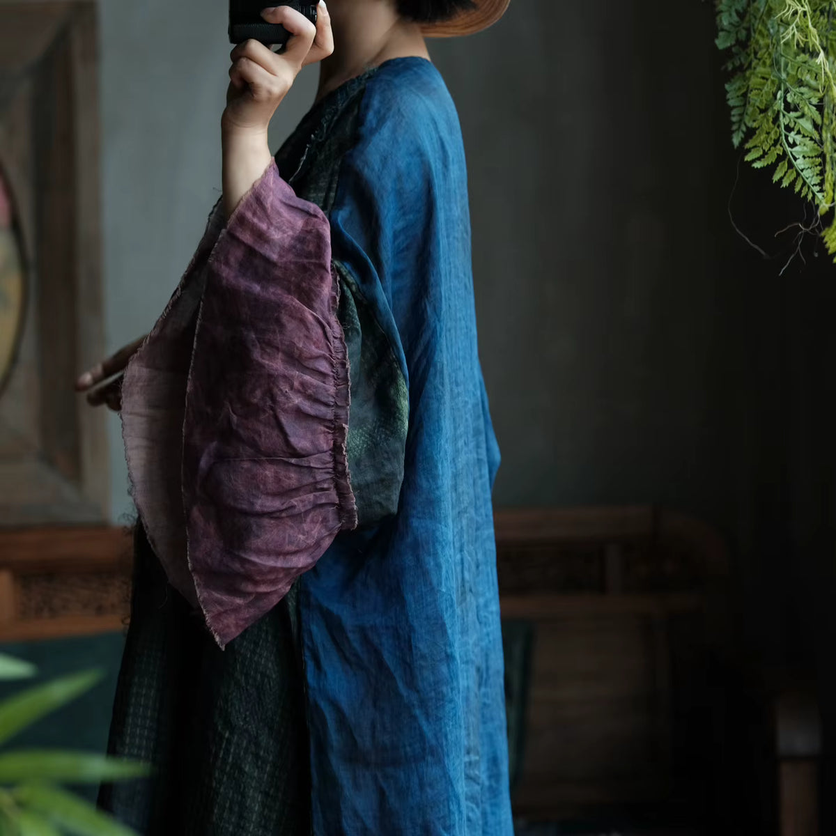 Indigo Garden Patchwork Rami Elbise