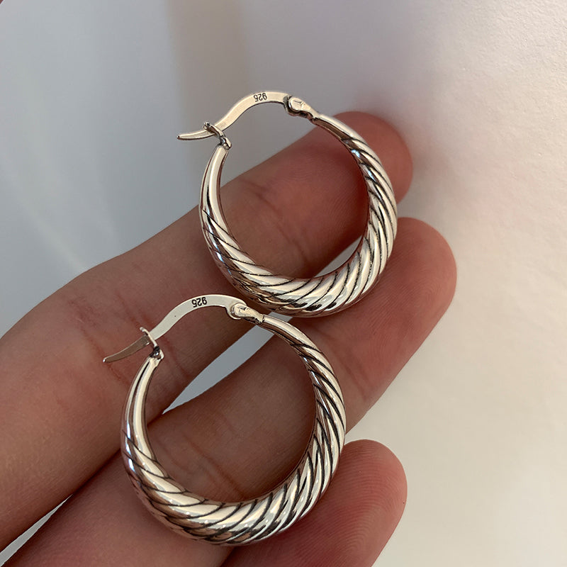 Gümüş Oval Küpe 925 Ayar