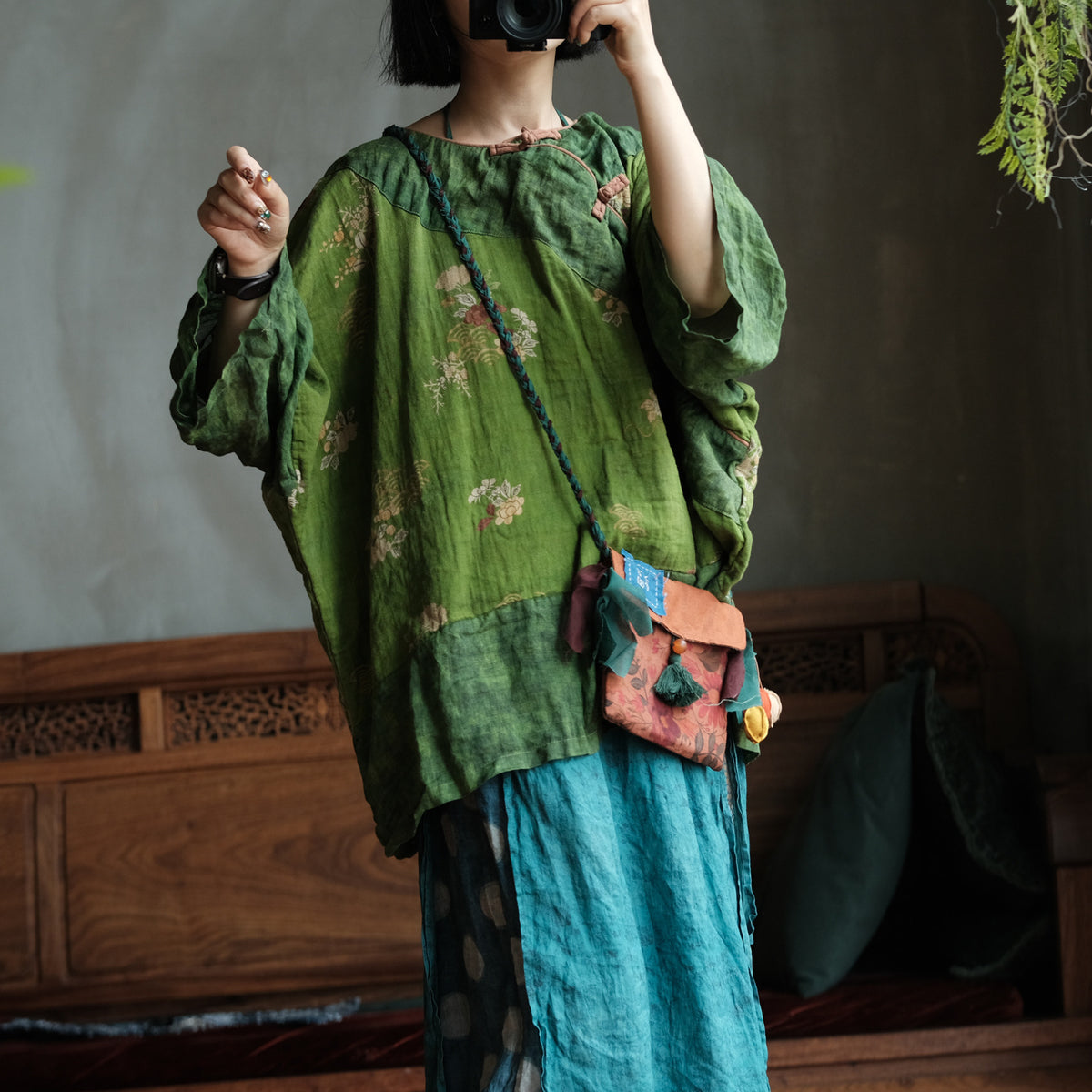 Moss Garden Patchwork Pamuk Tunik