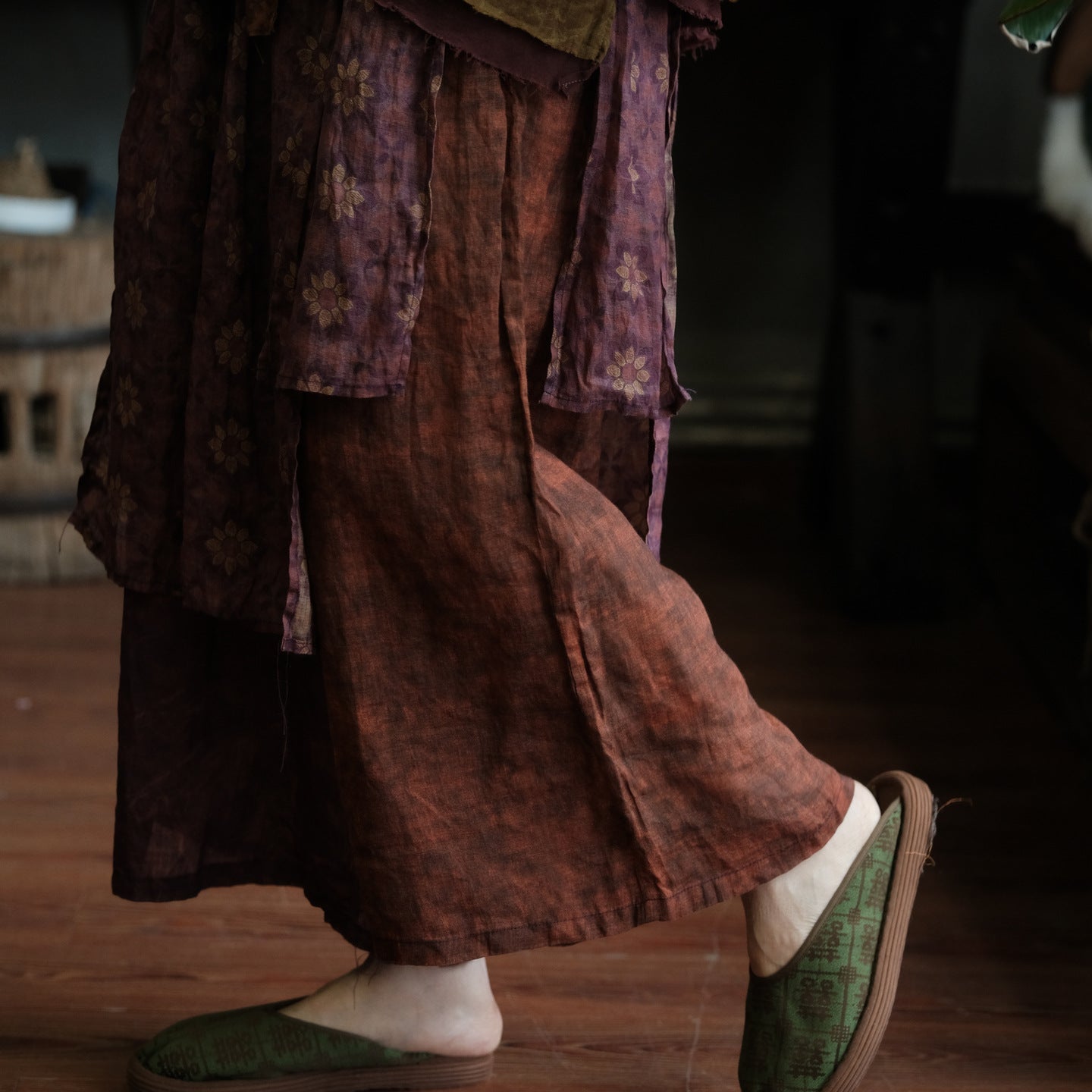 Vintage Floral Ramie Wide Leg Pants – görsel 8