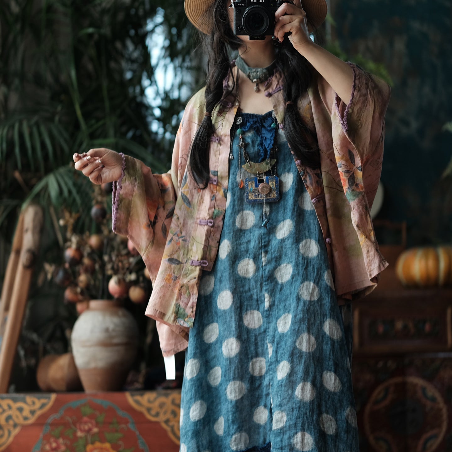 Azure Polka Linen Summer Dress – görsel 2
