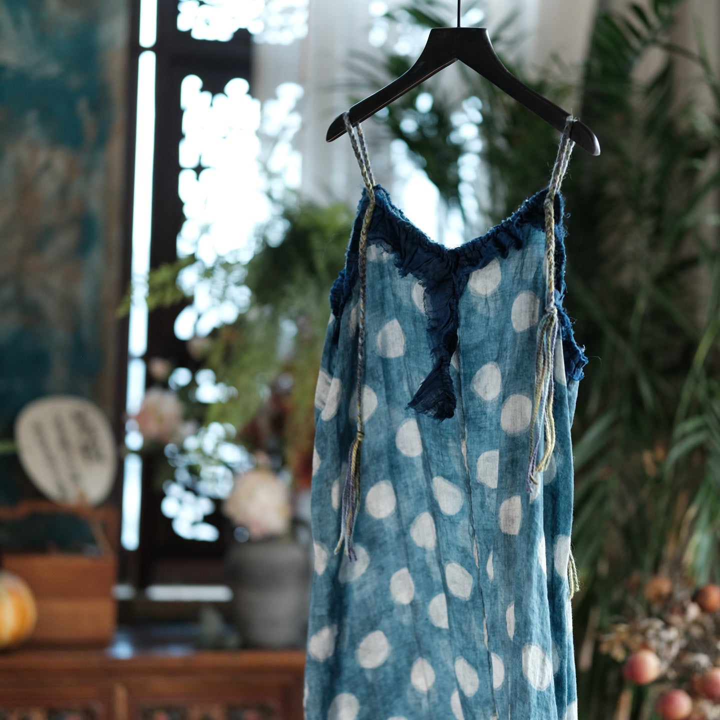 Azure Polka Linen Summer Dress – görsel 7
