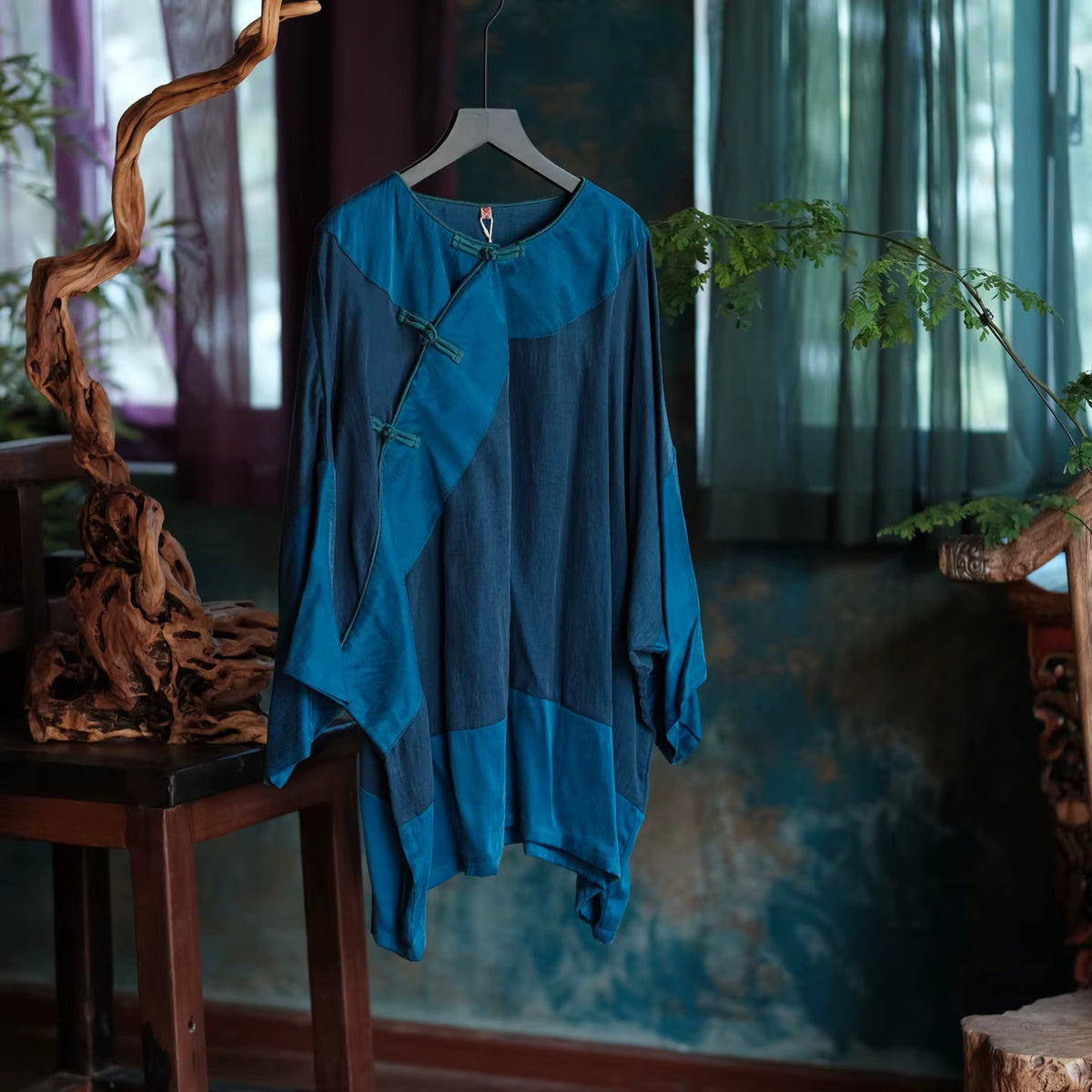 Indigo Path Patchwork Pamuk Tunik