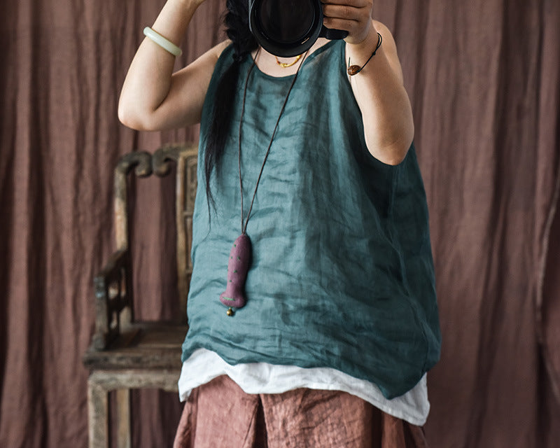 Vintage Ramie Camisol Blouse – görsel 3