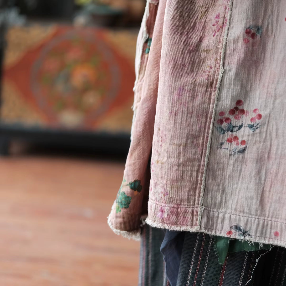 Sakura Vintage Patchwork Pamuk Tunik Elbise