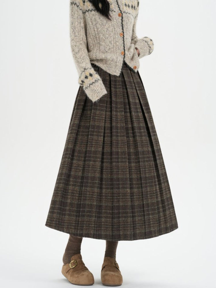 Retro Ekose Midi Etek