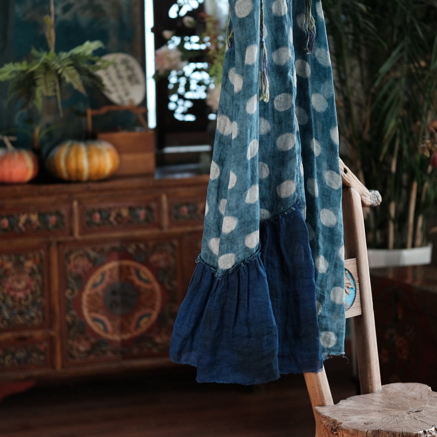 Azure Polka Linen Summer Dress – görsel 6