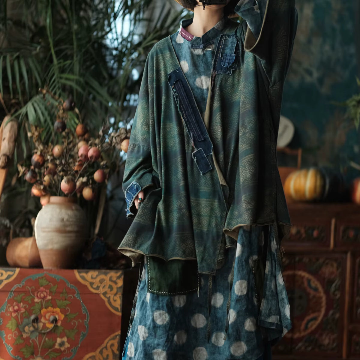 Aoi Vintage Çiçekli Pamuk Kimono