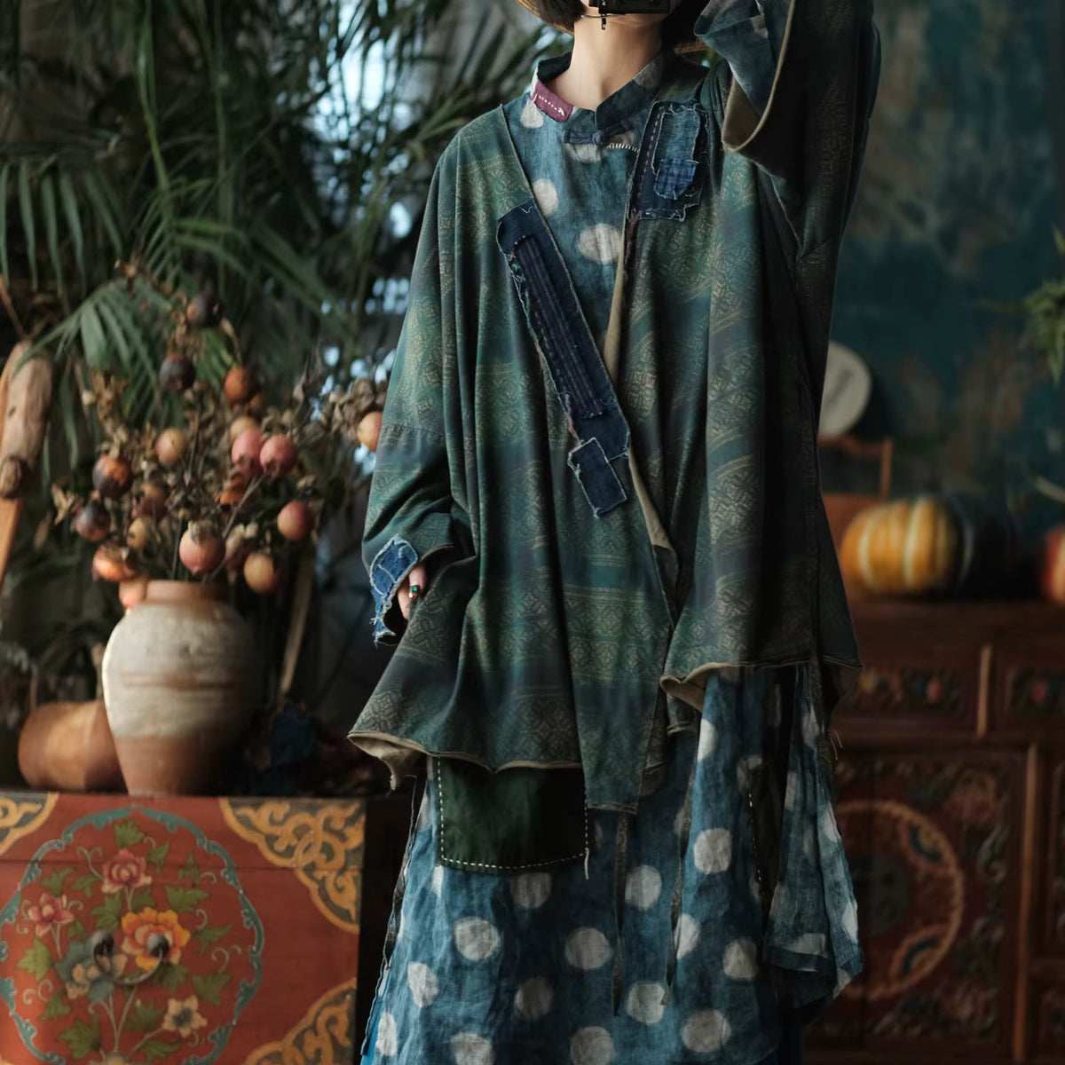 Aoi Vintage Çiçekli Pamuk Kimono