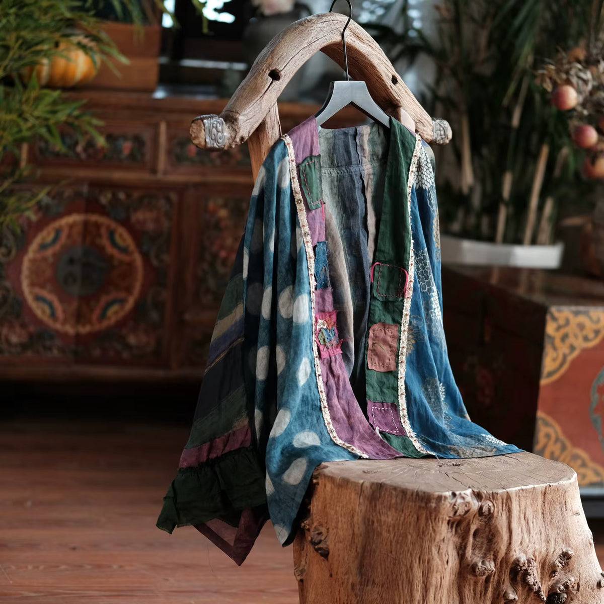 Sora Vintage Çiçekli Rami Kimono