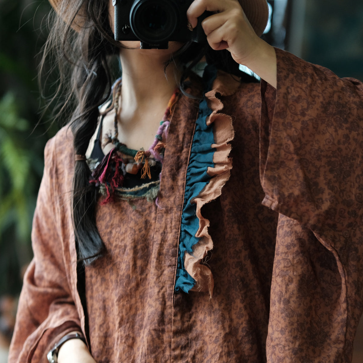 Iris Floral Kimono – %100 Keten