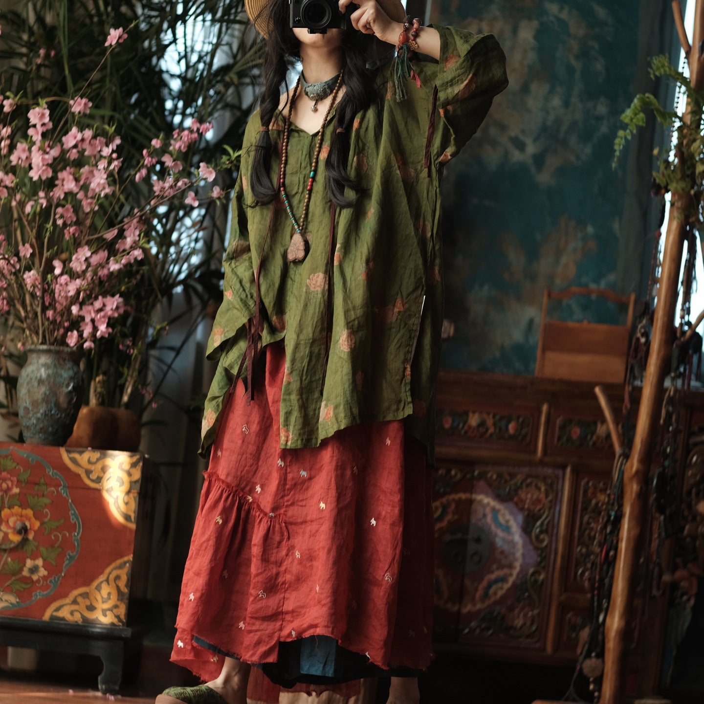 Vintage Bloom Linen Blouse – görsel 7