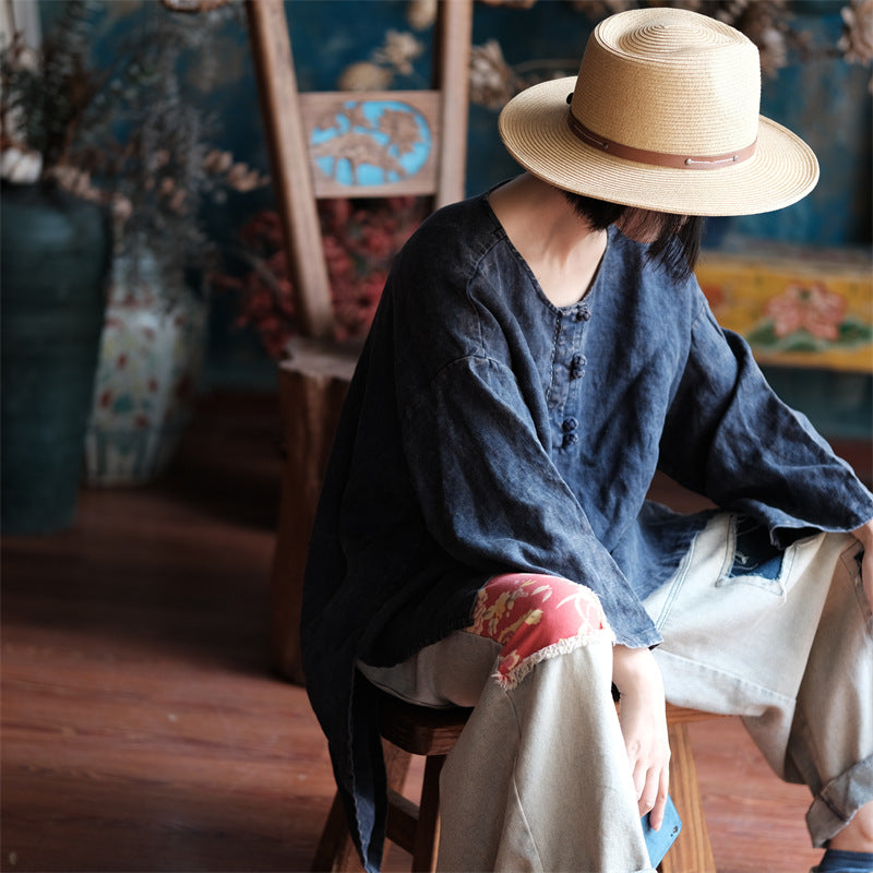 Vintage Breeze Oversize Gömlek – %100 Keten
