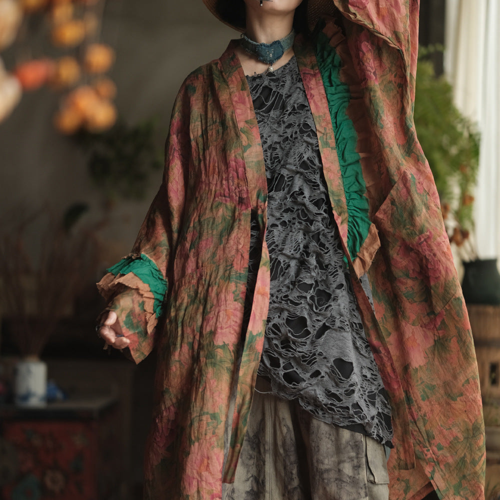 Vintage Floral Ramie Long Kimono – görsel 9