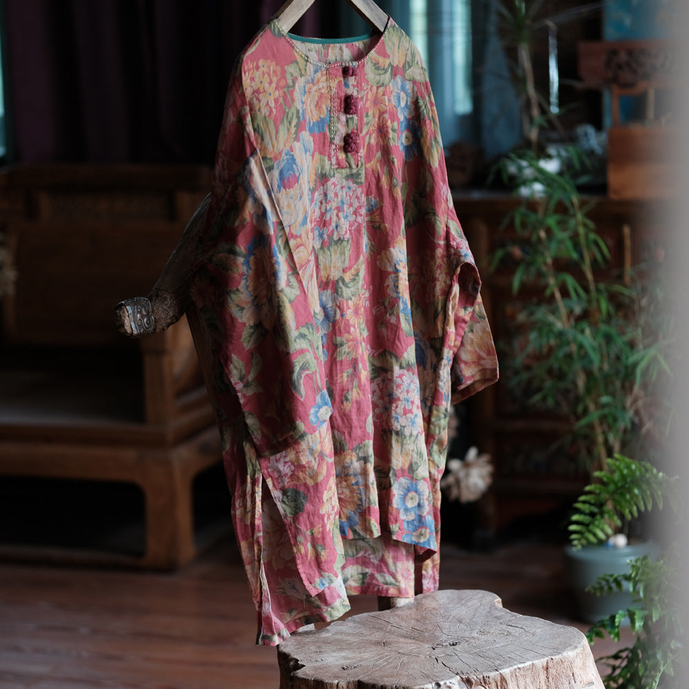 Women's Vintage Ramie Blouse | Oversized Lightweight Natural Shirt – görsel 5