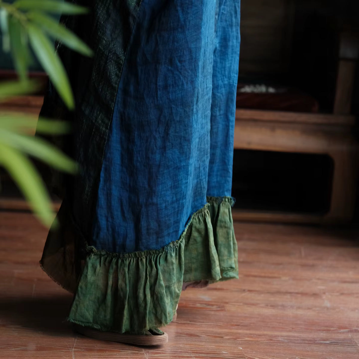 Indigo Garden Patchwork Rami Elbise