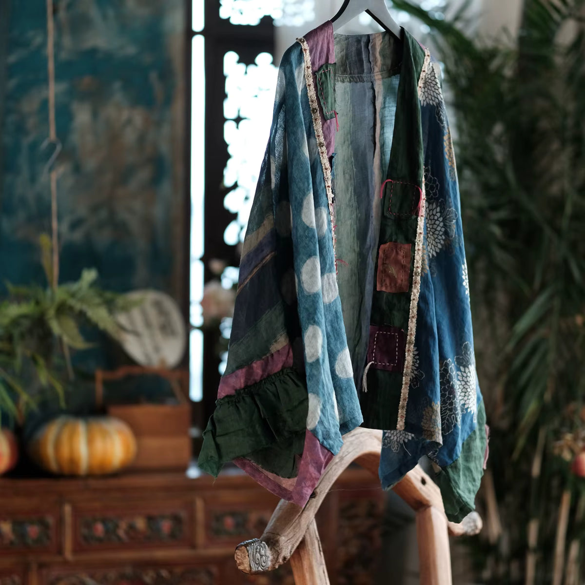 Sora Vintage Çiçekli Rami Kimono