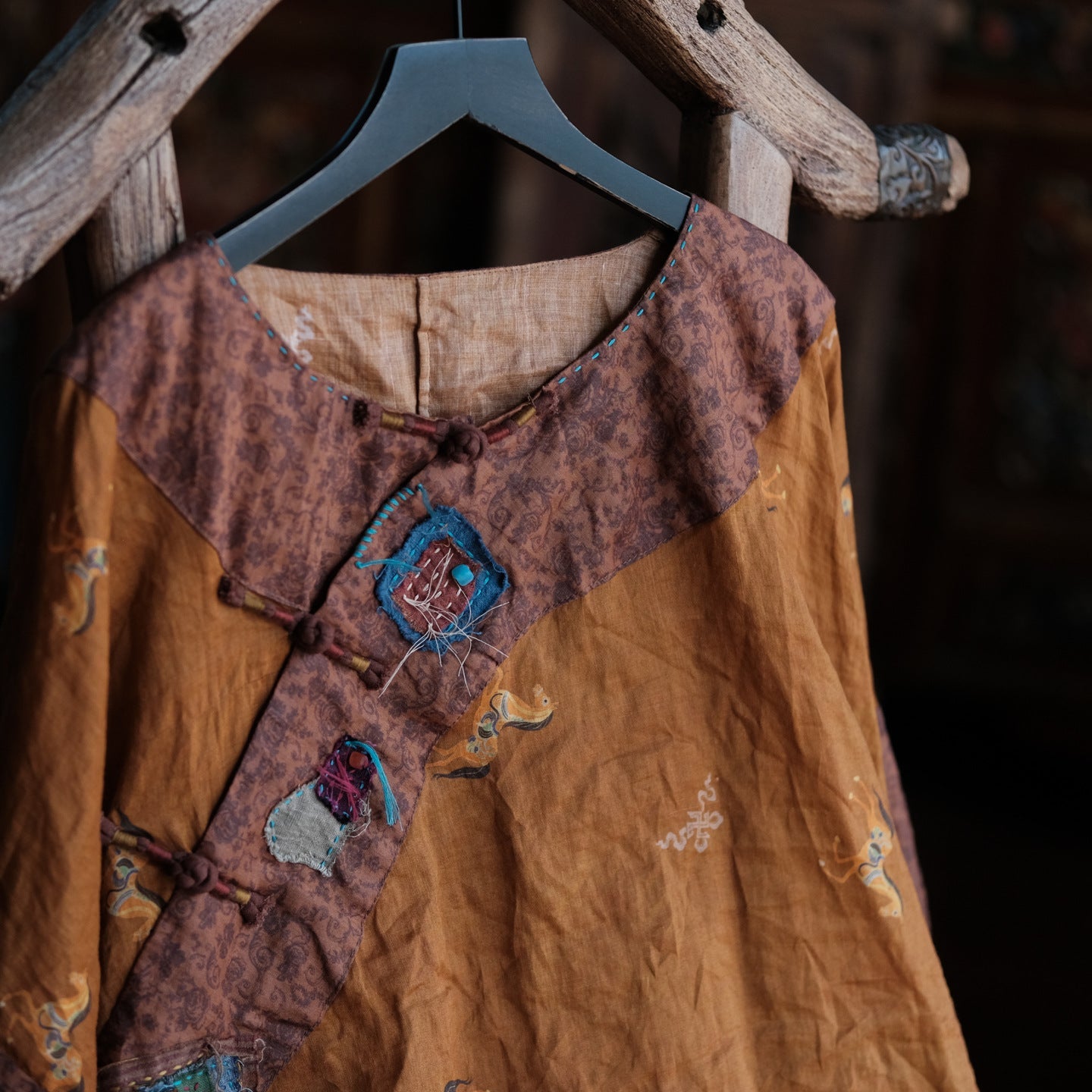 Vintage Mosaic Ramie Blouse – görsel 5
