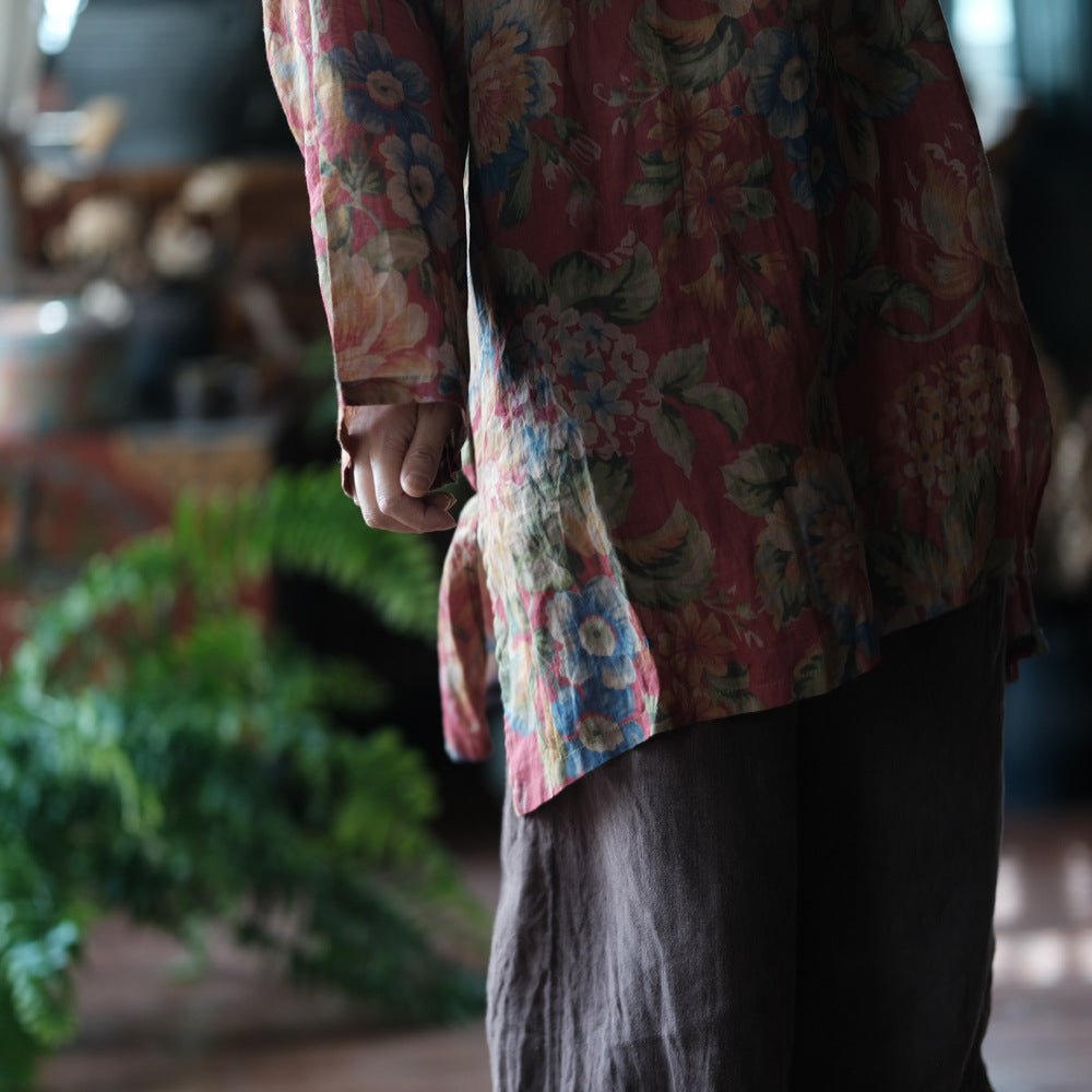 Women's Vintage Ramie Blouse | Oversized Lightweight Natural Shirt – görsel 7