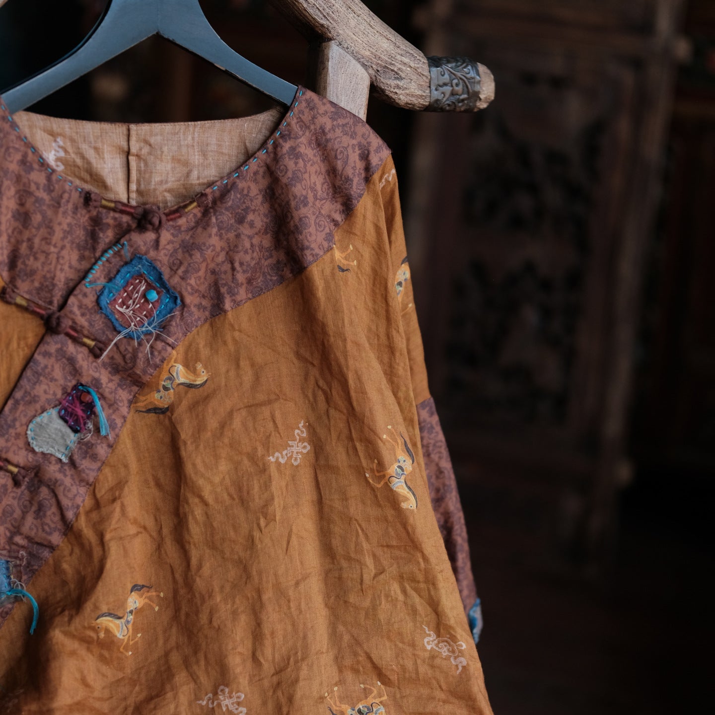 Vintage Mosaic Ramie Blouse – görsel 8