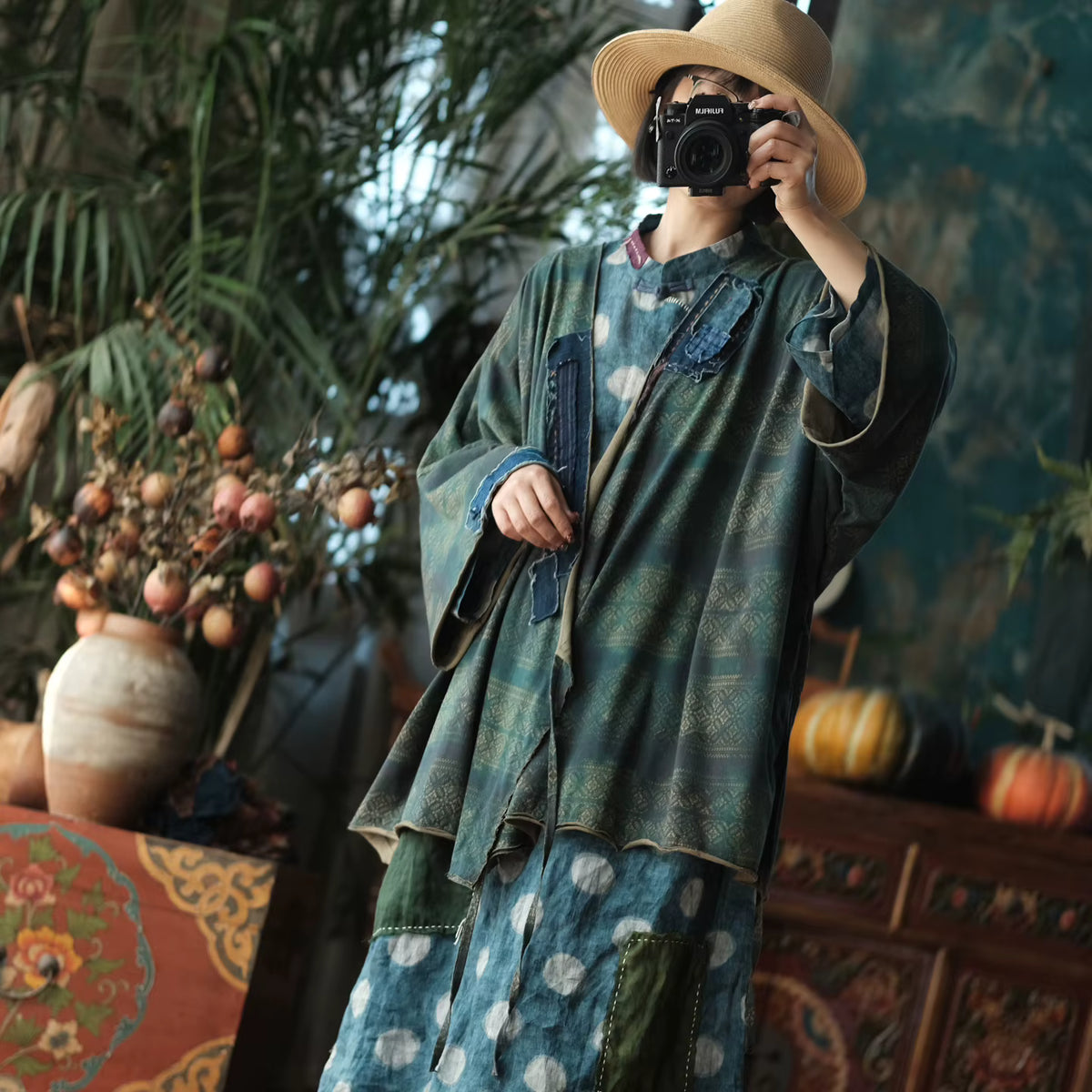 Aoi Vintage Çiçekli Pamuk Kimono