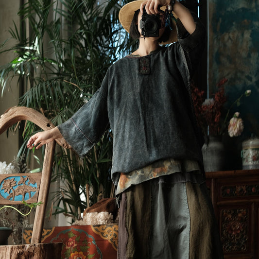 Midnight Linen Blouse – görsel 1