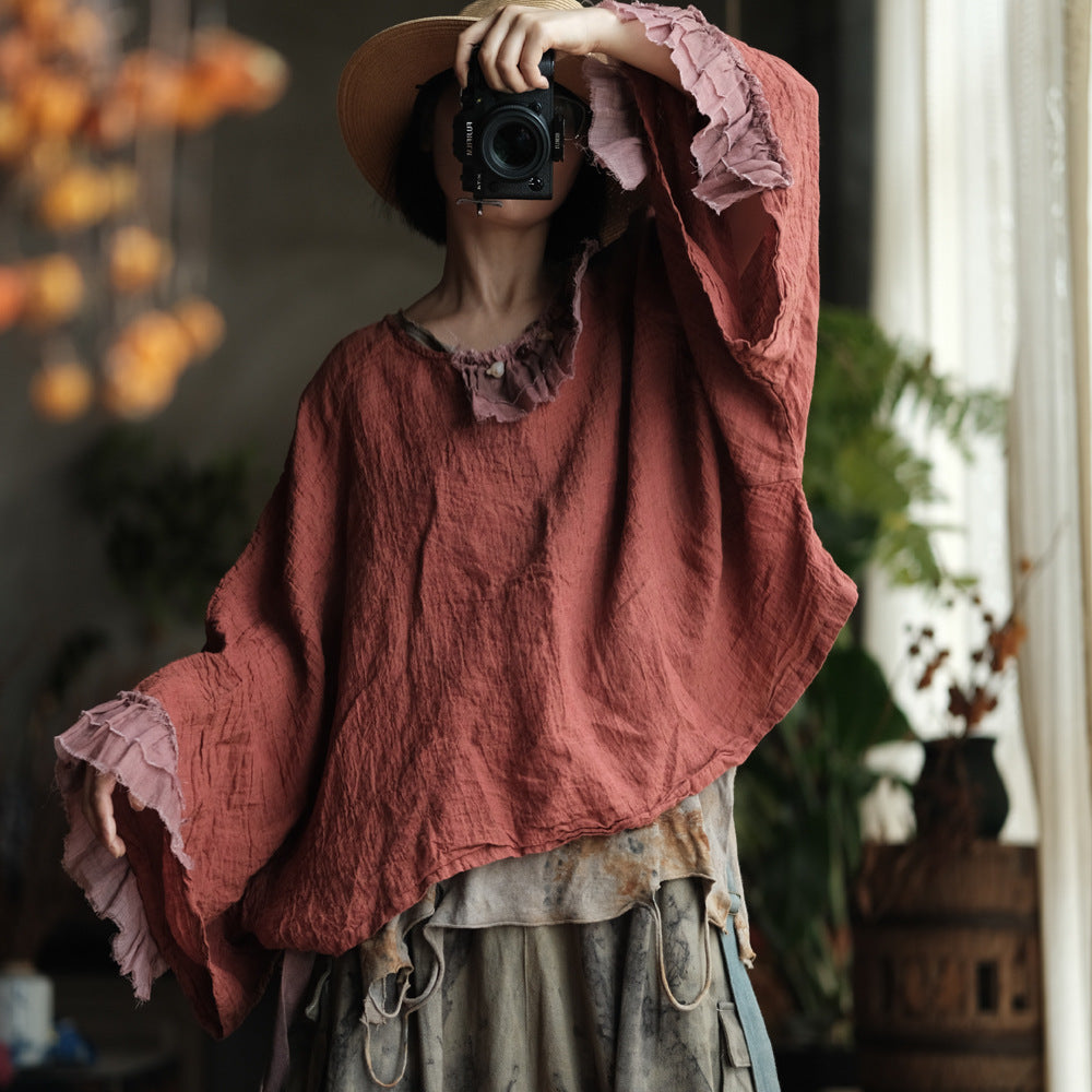 Heritage Ember Linen Patchwork Blouse – görsel 9