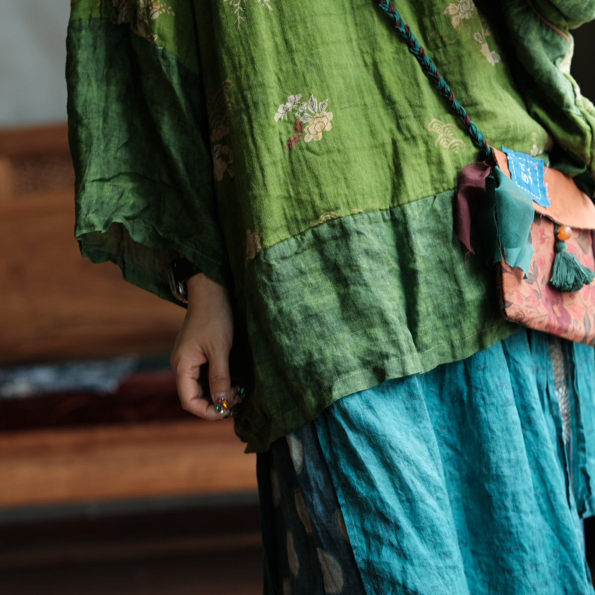 Moss Garden Patchwork Pamuk Tunik