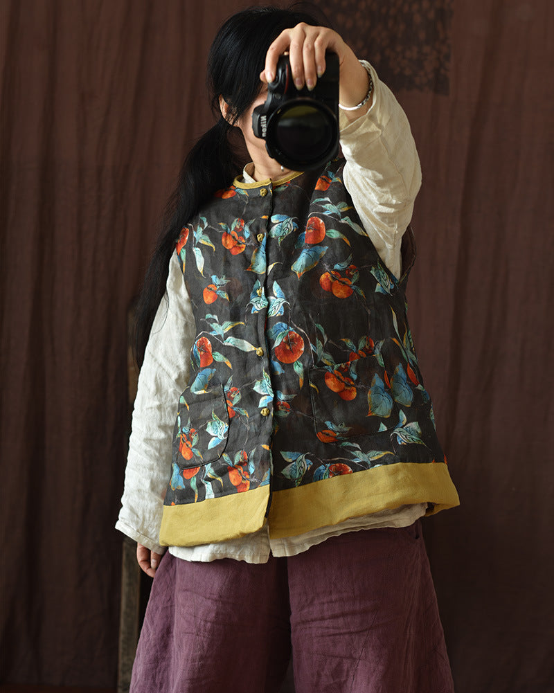 Vintage Blossom Patchwork Keten Yelek
