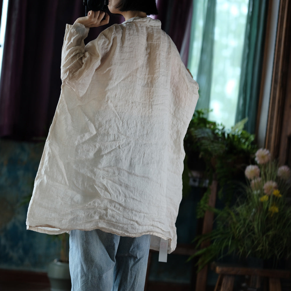 Vintage Oversize Keten Gömlek