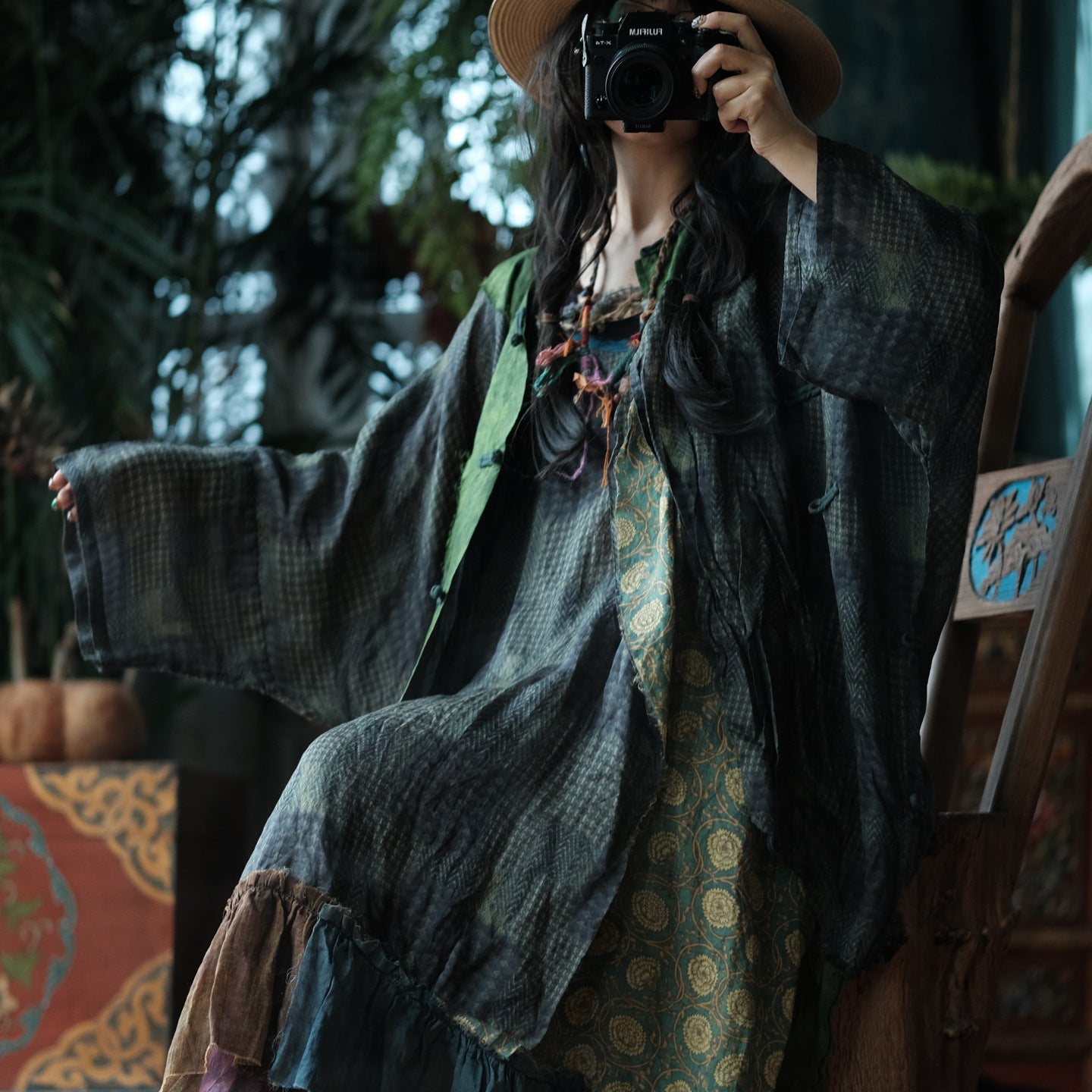 Forest Patchwork Ramie Dress – görsel 7